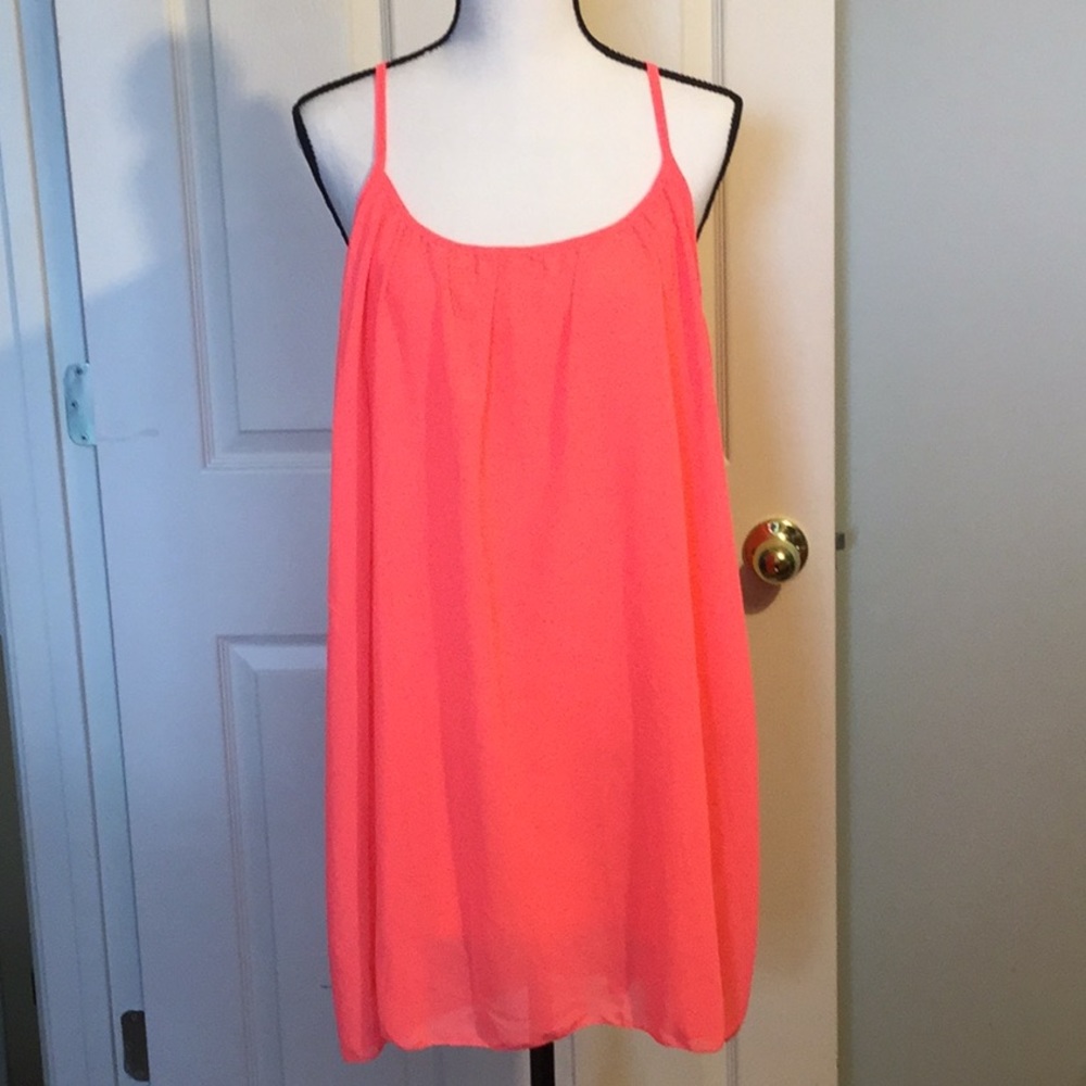Flowy Orangish Pink Tank w/Open Mesh Style Back